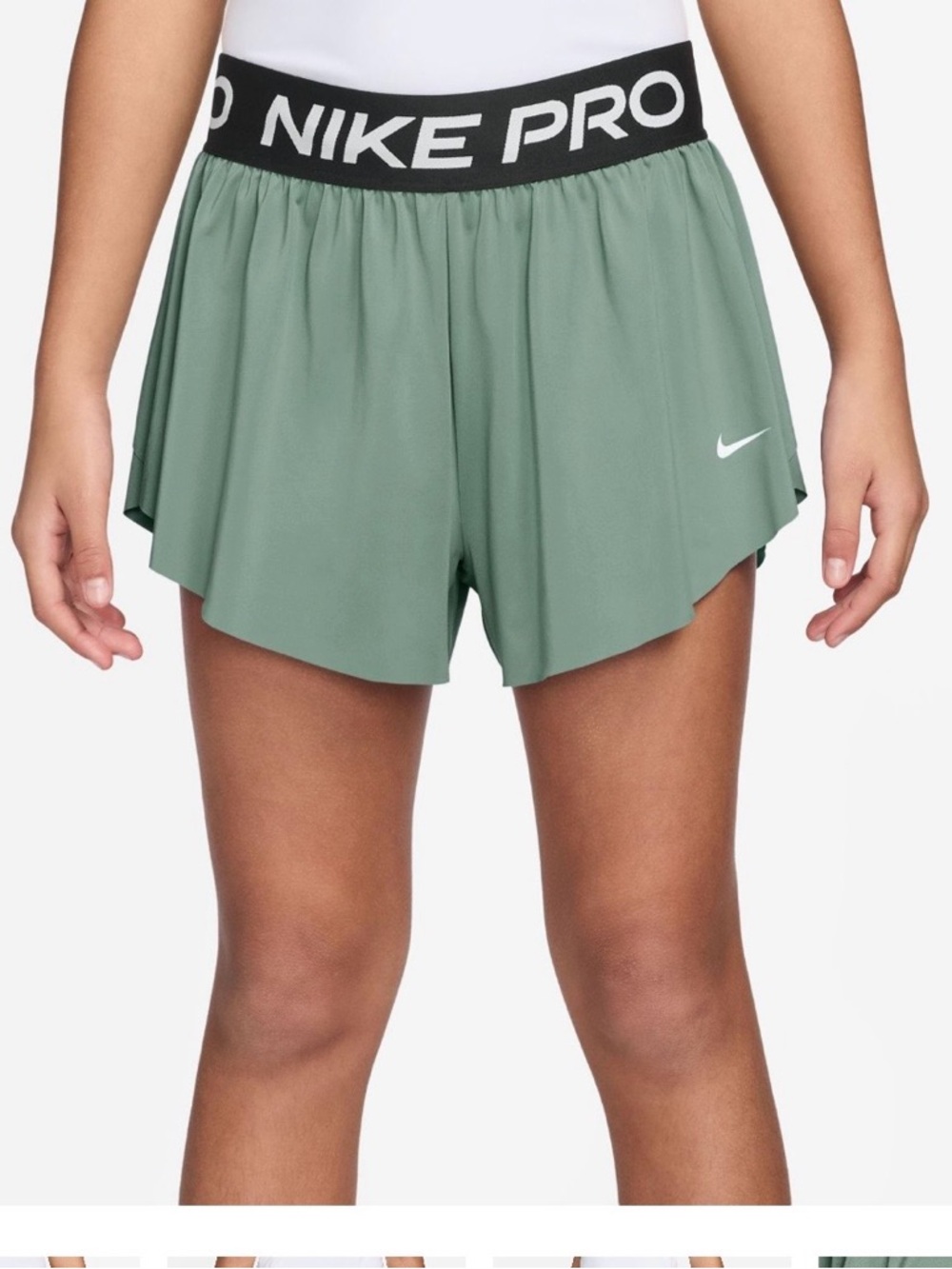 Nike girls Sage Green Athletic Layered Shorts